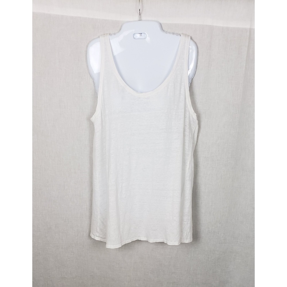 Eileen Fisher White 100% Linen Slub Tunic Tank Top M Classic Chic Sustainable